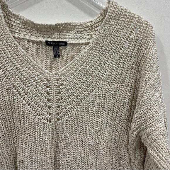 Eileen Fisher Long Sleeve V-Neck Organic Tape-Yarn Sweater Large - Picture 8 of 13